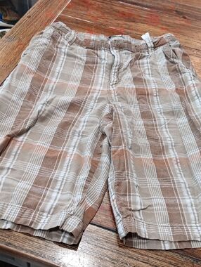 Basic Editions Beige Plaid Flat Front Boy's Shorts